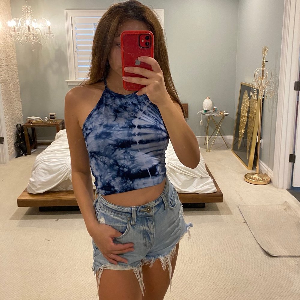 Forever 21 blue tie dye halter top